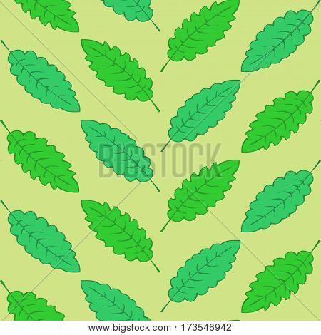 green leaves geometrically located on the light green background