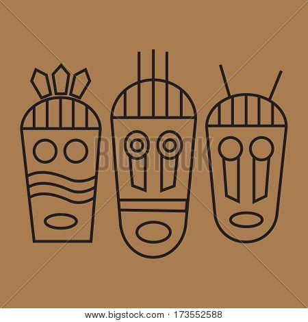 Tribal mas icons. African ethnic tribal masks vector. Tribal masks