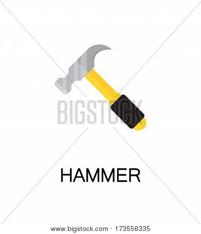 Hammer flat icon. Single high quality color element for web design or mobile app. Isolated hammer on white background. Construction tool flat icon. Bulding tool vector illustration.