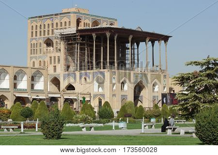 ISFAHAN, IRAN - OCTOBER 10, 2016: Ali Qapu Palace on Meydan-e Imam on October 10, 2016 in Isfahan, Iran.