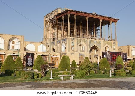 ISFAHAN, IRAN - OCTOBER 10, 2016: Ali Qapu Palace on Meydan-e Imam on October 10, 2016 in Isfahan, Iran.