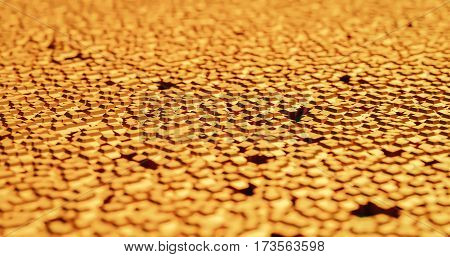 yellow golden cubic abstract surface with bokeh