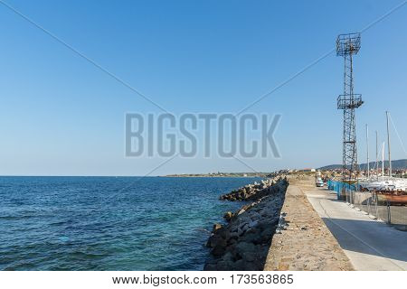 Breakwater on the port of town of Tsarevo, Burgas Region, Bulgaria