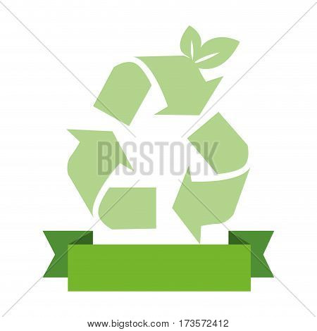 opaque green background with recycling symbol and ribbon vector illustration