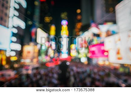 Times Square, New York. Blurred, lowlight, vivid image.