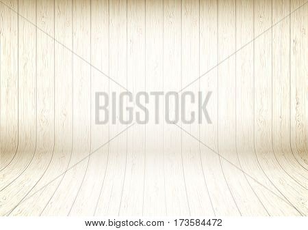 Curved wooden plank wall texture background for room interior