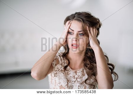 Portrait Of The Bride Crying, Sadness, Streaks Mascara Wipes.