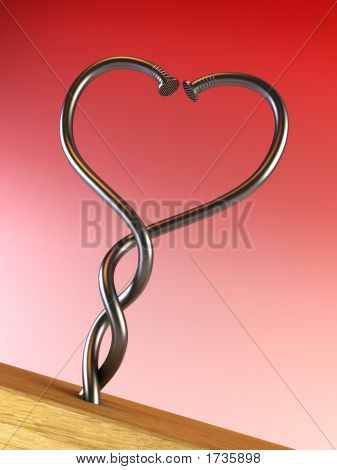 zwei twisted Nägel herzförmige