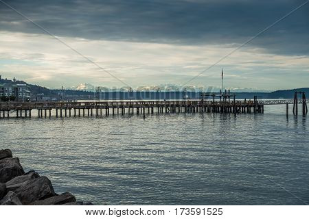 A view of the Olympic Mountains from the Ruston area of Tacoma.