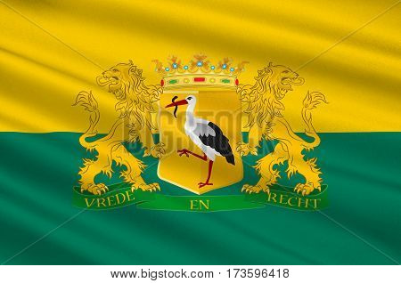 Flag of The Hague is the seat of government in the Netherlands and the capital city of the province of South Holland. 3d illustration