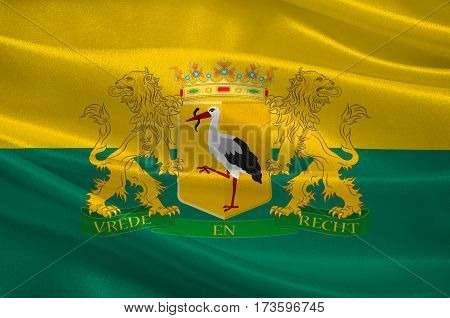 Flag of The Hague is the seat of government in the Netherlands and the capital city of the province of South Holland. 3d illustration