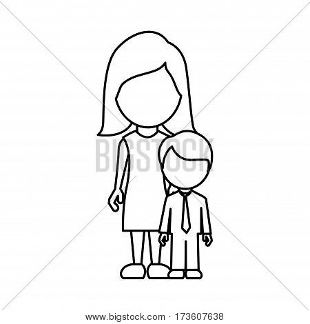 silhouette woman with her son, vector illustraction design