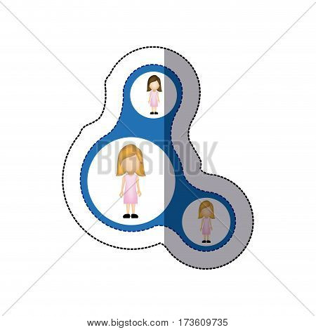 color women connection her daughters icon, vector illustraction design