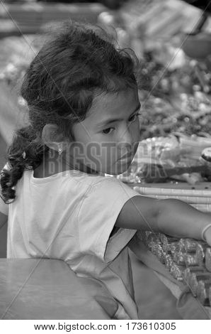 PHNOM PHEN, CAMBODIA MARCH 23: Unidentified street children posing on march 23 2013 in Phnom Phen,Cambodia.In Phnom Penh alone there are between 10,000 and 20,000 children live and work on the streets