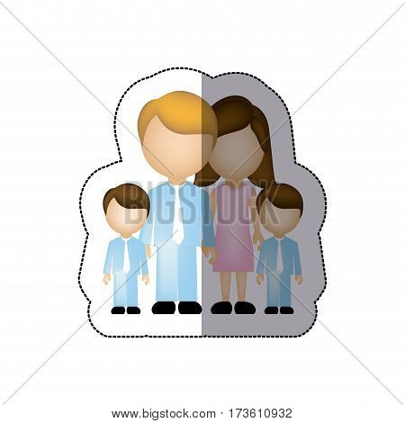 color family their boys twins icon, vector illustraction design