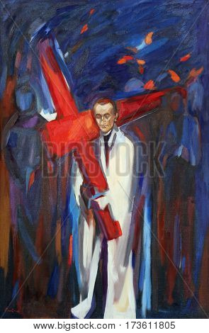 BUDASEVO, CROATIA - NOVEMBER 05: Blessed Aloysius Stepinac, altarpiece in the parish Church of Blessed Aloysius Stepinac in Budasevo, Croatia on November 05, 2007