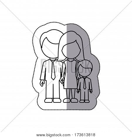 silhouette family with their son icon, vector illustraction design