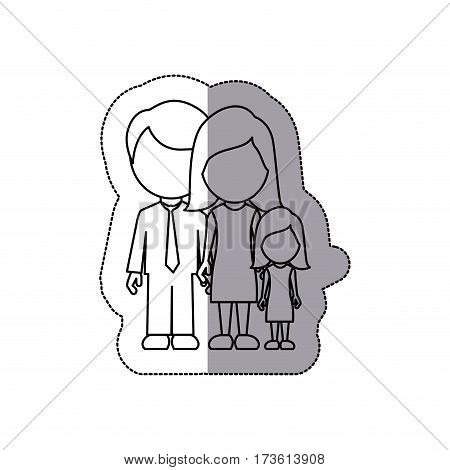 silhouette family with their dougther icon, vector illustraction design