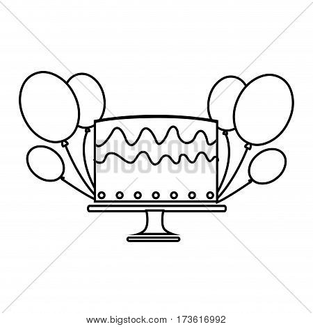 silhouette cake and balloons party birthday vector illustration