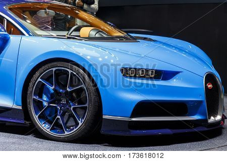 GENEVA, SWITZERLAND - MARCH 2016: Bugatti Chiron