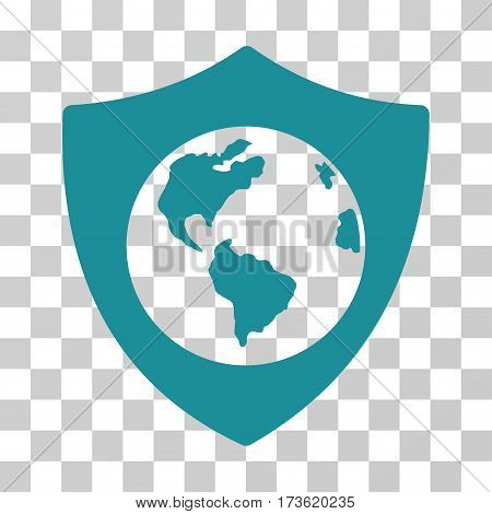 Earth Shield vector pictogram. Illustration style is flat iconic soft blue symbol on a transparent background.