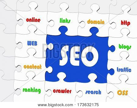 SEO - Search Engine Optimization - puzzle with text