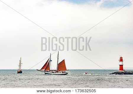 Sailing ship on the sea. Tall Ship.Yachting and Sailing travel. Cruises and holidays