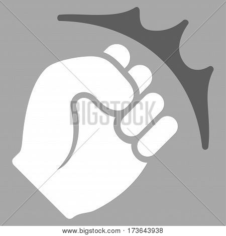 Fist Strike vector icon. Flat bicolor dark gray and white symbol. Pictogram is isolated on a silver background. Designed for web and software interfaces.