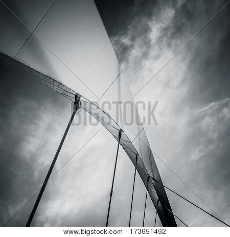 Abstract Architecture Detail Of An Arch Over A Bridge In Black And White