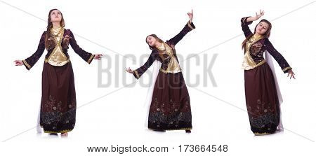Young lady dancing traditional azeri dance