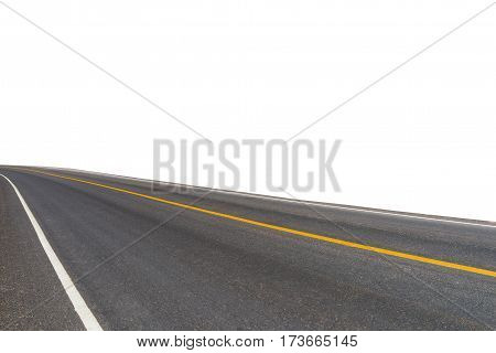 Side view of asphalt road isolated on white background. This has clipping path.