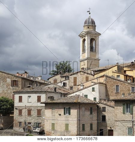 Urbania, Italy - August, 1, 2016: inhabited houses in Urbania, Italy
