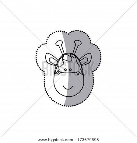 sticker monochrome contour with male giraffe head vector illustration