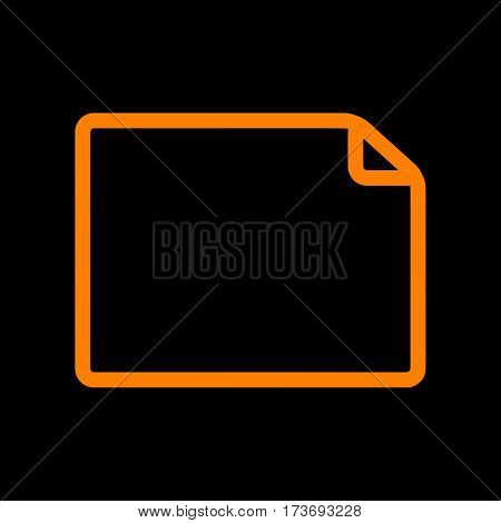 Horisontal document sign illustration. Orange icon on black background. Old phosphor monitor. CRT.