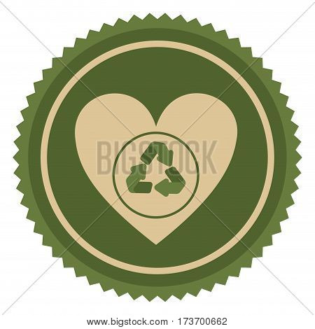 emblem green heart with ecolgy symbol icon, vector illustraction design