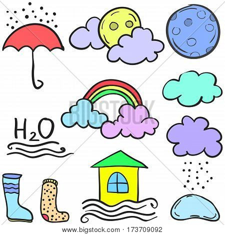 Vector art of wether style cloud doodles collection