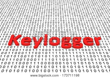 keylogger in the form of binary code, 3D illustration