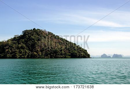 Landscape Nature With Tree Mountain And Ocean For Background