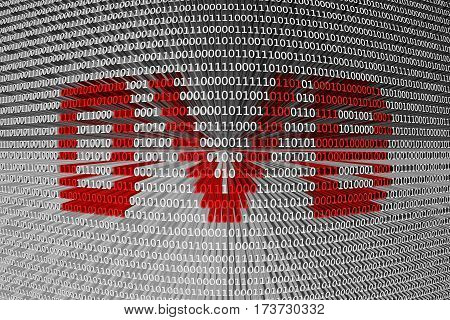 dvb is presented in the form of binary code 3d illustration