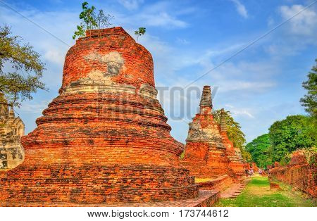 Wat Phra Si Sanphet temple in the Ayutthaya Historical Park. A UNESCO world heritage site in Thailand