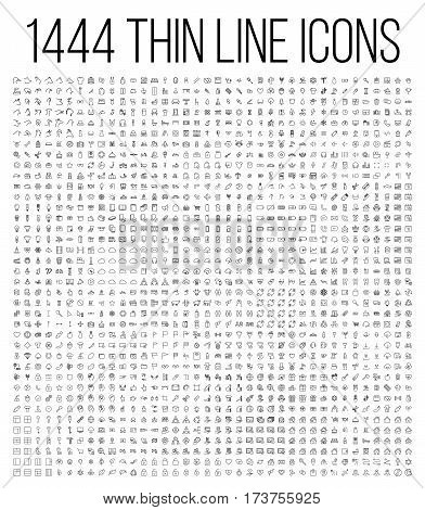 Exclusive 1444 thin line icons set. Big package of modern minimalistic pictograms for mobile UI/UX kit, infographics and web sites. High quality logistics, cruise, contact, cinema and other signs
