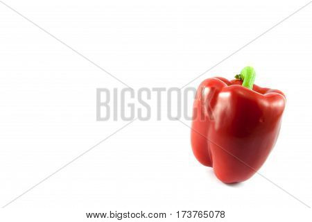 The red bell pepper on the white background