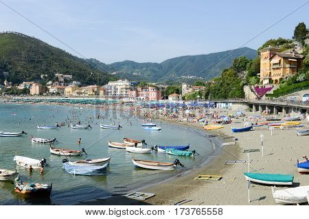 The Beach Of Levanto In Liguria, Italy