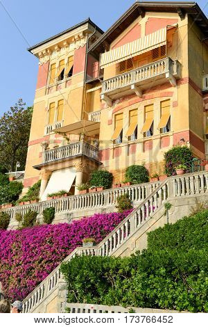 Levano, Italy - 7 July 2015: House at the coast of Levanto in Liguria Italy