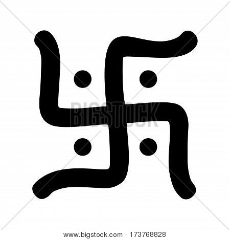 black hindu swastika religious symbol over white