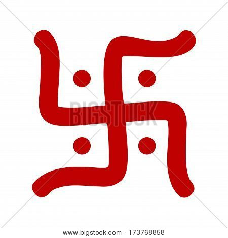 red hindu swastika religious symbol over white