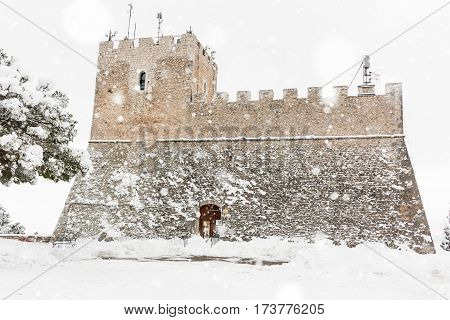 the castle Monforte of Campobasso under snow