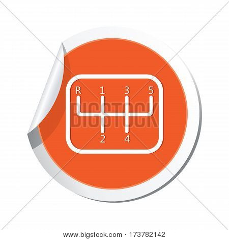 Car service. Transmission iconon the sticker. Car with stick shift
