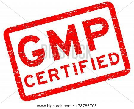 Grunge red GMP (Good Manufacturing Practices) certified square rubber stamp