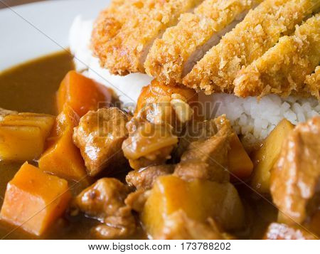 Curry Rice, with fried. This's a Japanese Food